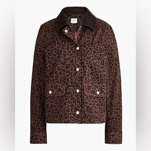 J CREW NWT ROASTED COCOA BLACK LEOPARD FIELD JACKET SIZE LARGE